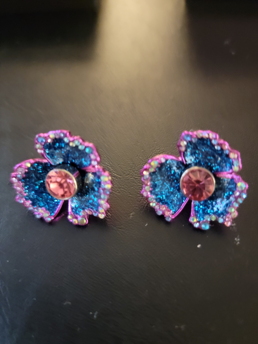 Sparkling Blue & Pink Floral Stud Earrings - Women Jewelry Betsey Johnson